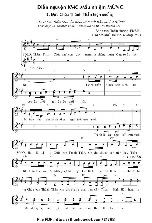 Diễn nguyện Kinh Mân Côi – Mầu Nhiệm Mừng – 3. Đức Chúa Thánh Thần hiện xuống - Sr. Trầm Hương - trang 1