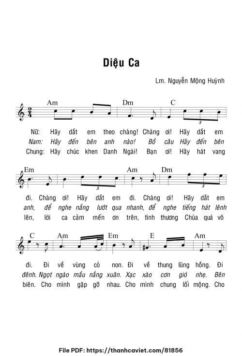 Diệu Ca - Lm. Nguyễn Mộng Huỳnh - trang 1
