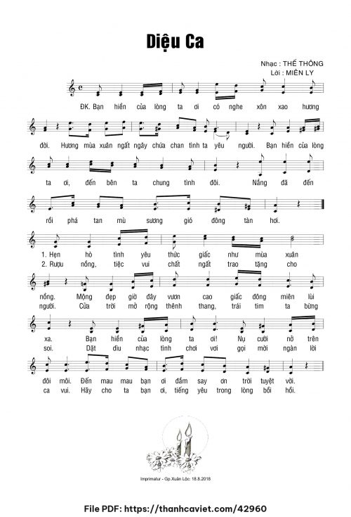 Diệu ca - Thế Thông - Lời: Miên Ly - trang 1