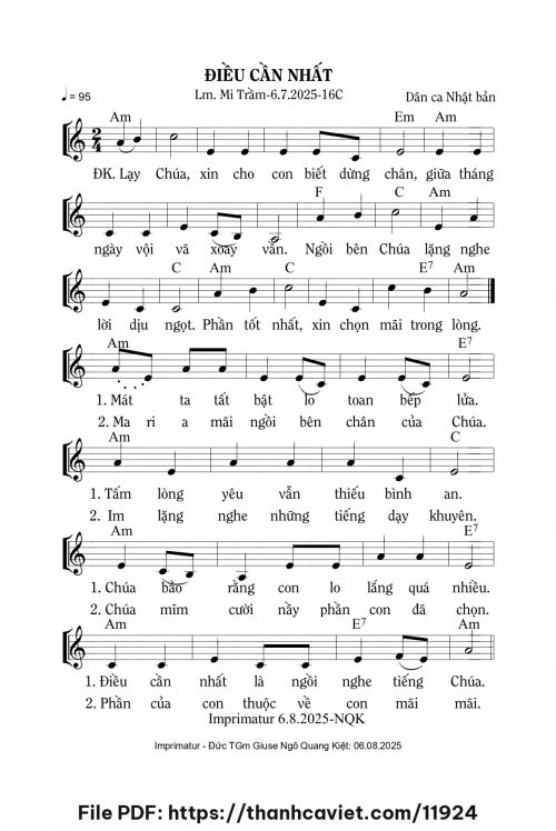 Điều cần nhất - Lm. Mi Trầm - trang 1