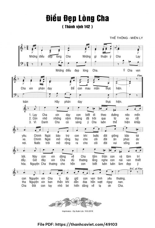 Điều đẹp lòng Cha - Thế Thông - Lời: Miên Ly - trang 1