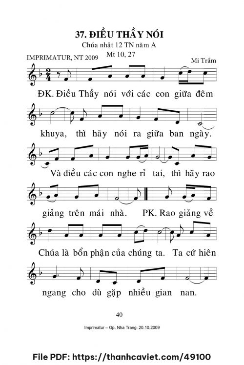 Điều Thầy nói [CN12 TNA] – - Lm. Mi Trầm - trang 1