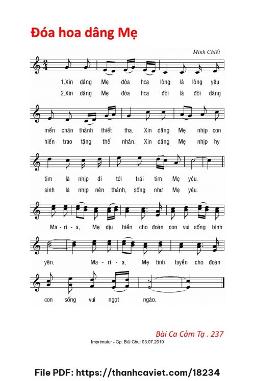 Đóa hoa dâng Mẹ - Lm. Minh Chiết - trang 1