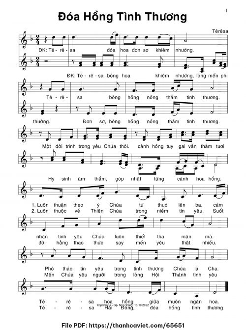 Đóa hồng tình thương - Sr. Têrêsa - trang 1