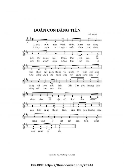 Đoàn con dâng tiến - Lm. Tiến Thành - trang 1