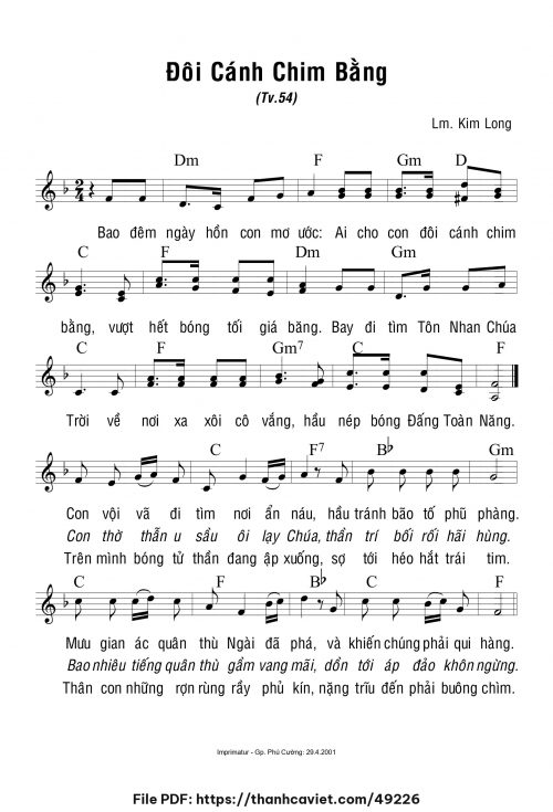 Đôi cánh chim bằng - Lm. Kim Long - trang 1