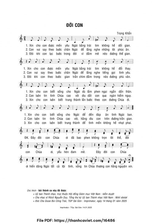 Đời con - Lm. Trọng Khẩn - trang 1