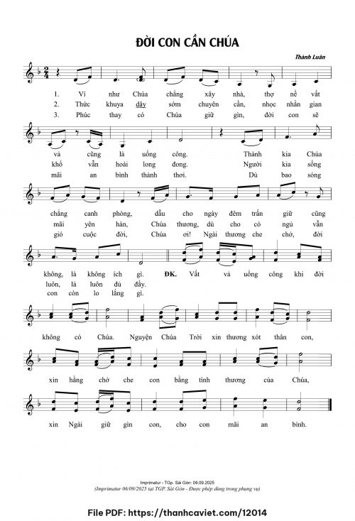 Đời con cần Chúa - Thành Luân - trang 1
