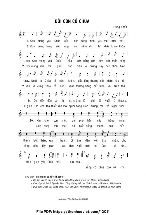 Đời con có Chúa - Lm. Trọng Khẩn - trang 1