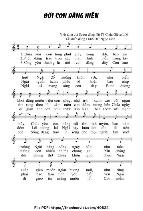 Đời con dâng hiến - Ngọc Linh - trang 1