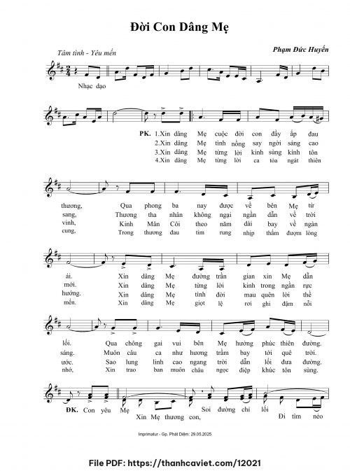 Đời con dâng Mẹ - Phạm Đức Huyến - trang 1