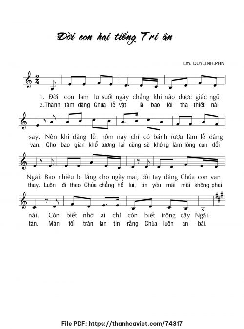 Đời con hai tiếng tri ân - Lm. DUYLINH.PHN - trang 1