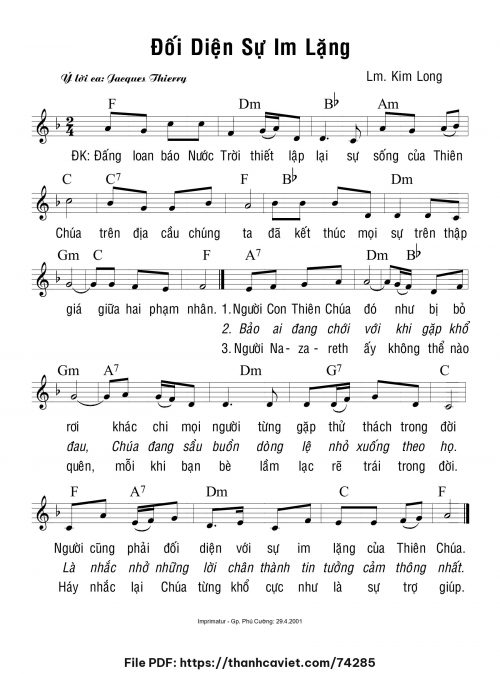 Đối diện sự im lặng - Lm. Kim Long - trang 1