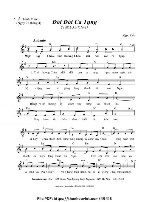 Đời đời ca tụng - Ngọc Cẩn - trang 1