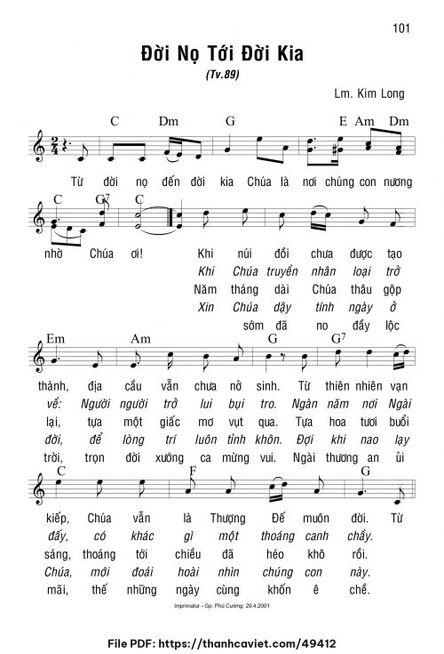 Đời nọ tới đời kia - Lm. Kim Long - trang 1