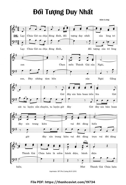 Đối tượng duy nhất - Lm. Kim Long - trang 1