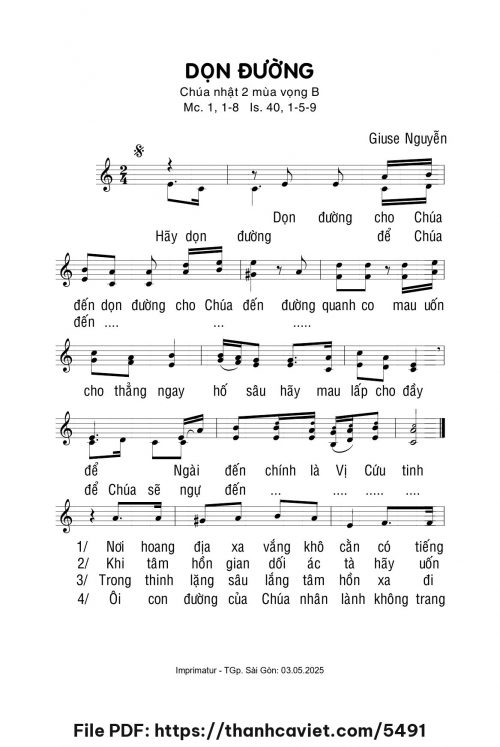 Dọn đường - Giuse Nguyễn - trang 1