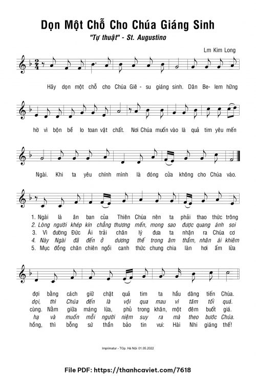 Dọn một chỗ cho Chúa giáng sinh - Lm. Kim Long - trang 1