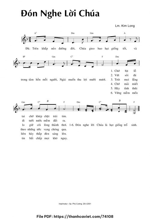 Đón nghe Lời Chúa - Lm. Kim Long - trang 1