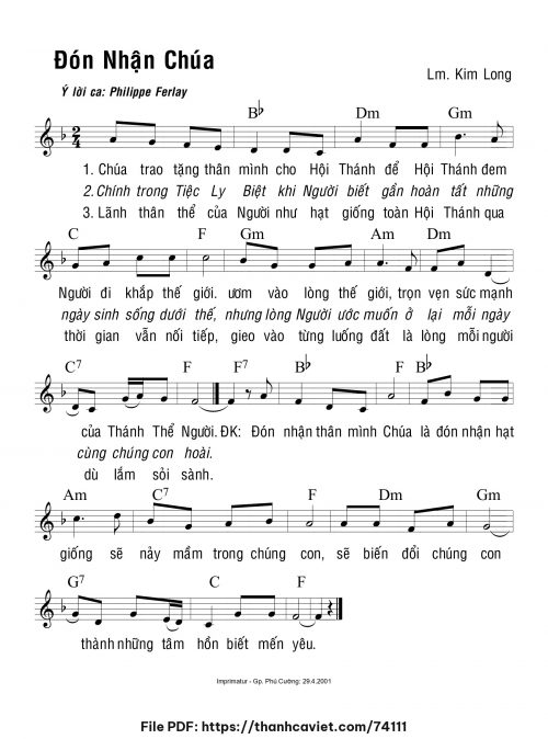 Đón nhận Chúa - Lm. Kim Long - trang 1