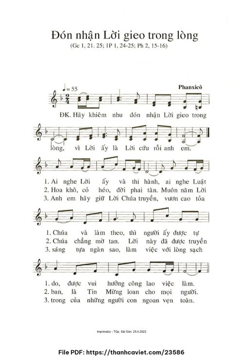 Đón nhận Lời gieo trong lòng - Phanxicô - trang 1