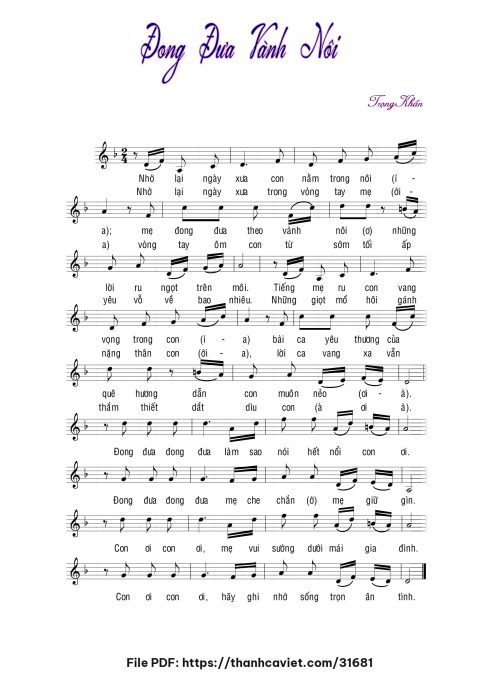 Đong đưa vành nôi - Lm. Trọng Khẩn - trang 1