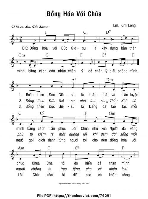 Đồng hóa với Chúa - Lm. Kim Long - trang 1