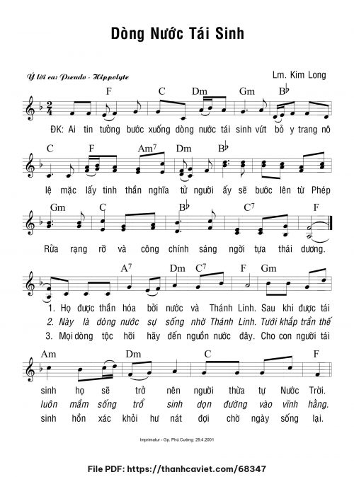 Dòng nước tái sinh - Lm. Kim Long - trang 1