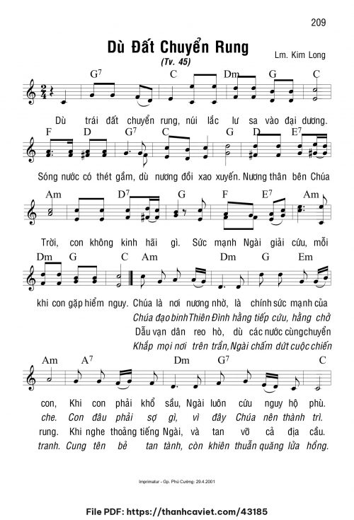Dù đất chuyển rung - Lm. Kim Long - trang 1