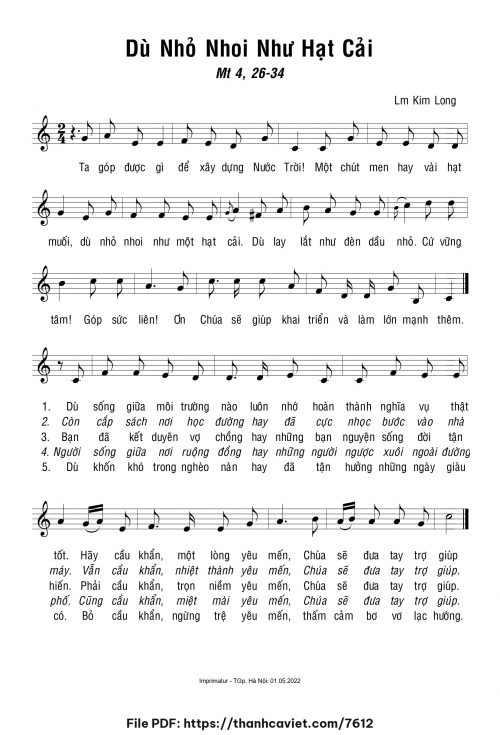 Dù nhỏ nhoi như hạt cải - Lm. Kim Long - trang 1