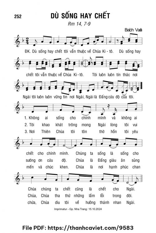 Dù sống hay chết - Lm. Bạch Vân - trang 1