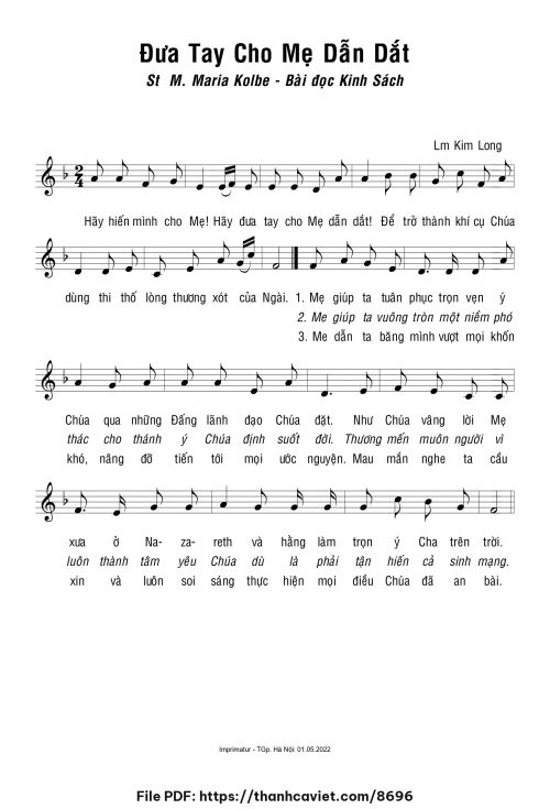 Đưa tay cho Mẹ dẫn dắt - Lm. Kim Long - trang 1