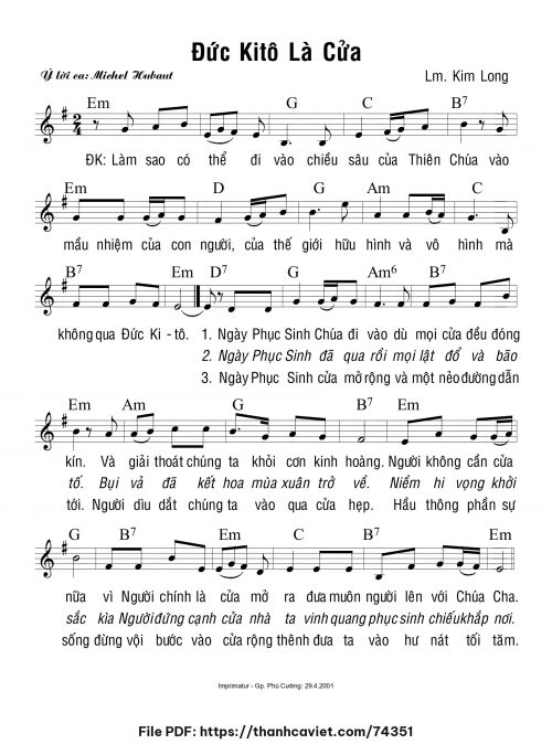Đức Kitô là cửa - Lm. Kim Long - trang 1