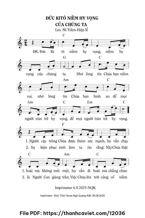 Đức Kitô niềm hy vọng của chúng ta - Lm. Mi Trầm - trang 1
