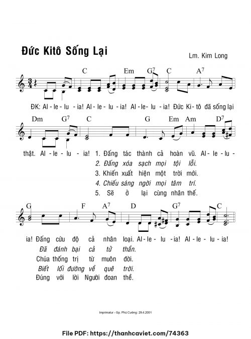 Đức Kitô sống lại - Lm. Kim Long - trang 1