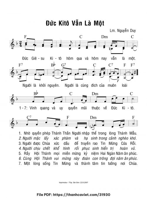 Đức Kitô vẫn là một - Lm. Nguyễn Duy - trang 1