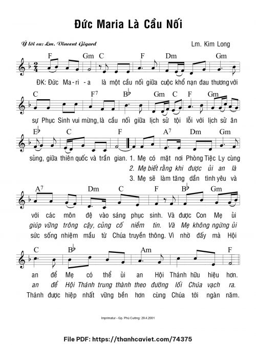 Đức Maria là cầu nối - Lm. Kim Long - trang 1