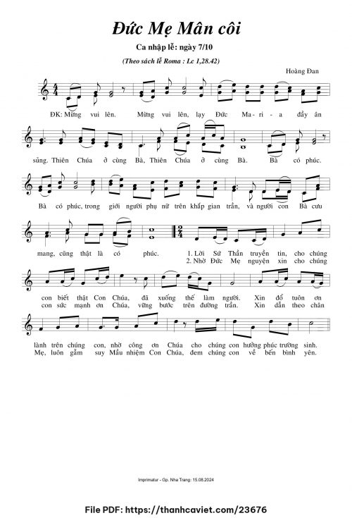 Đức Mẹ Mân Côi - Hoàng Đan - trang 1