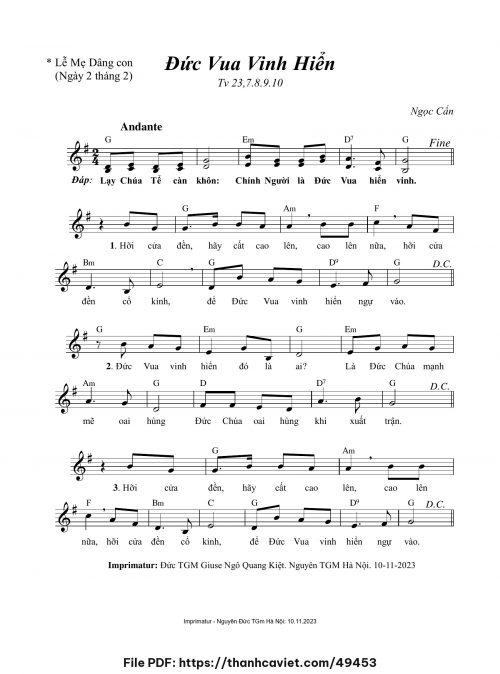 Đức Vua vinh hiển - Ngọc Cẩn - trang 1