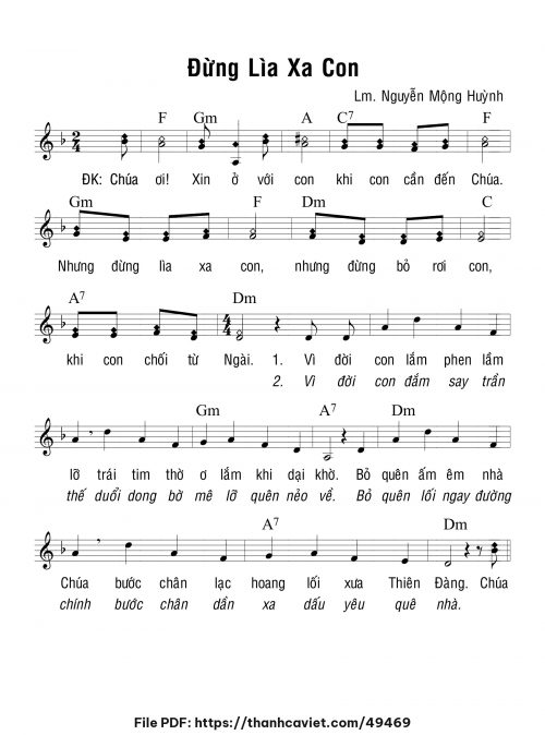 Đừng lìa xa con - Lm. Nguyễn Mộng Huỳnh - trang 1