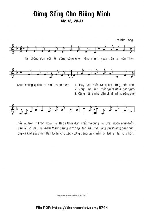Đừng sống cho riêng mình - Lm. Kim Long - trang 1