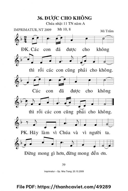 Được cho không [CN11 TNA] – - Lm. Mi Trầm - trang 1