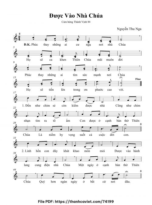 Được vào nhà Chúa - Nguyễn Thu Nga - trang 1