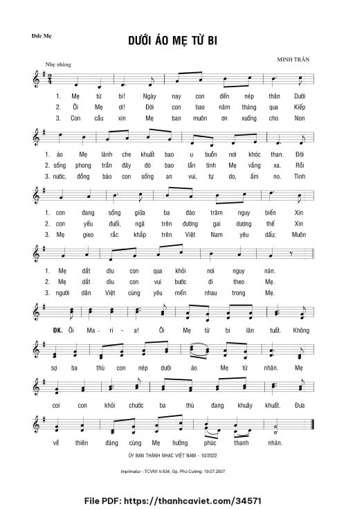 Dưới áo Mẹ từ bi - Minh Trân - trang 1