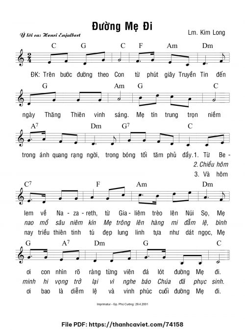 Đường Mẹ đi - Lm. Kim Long - trang 1