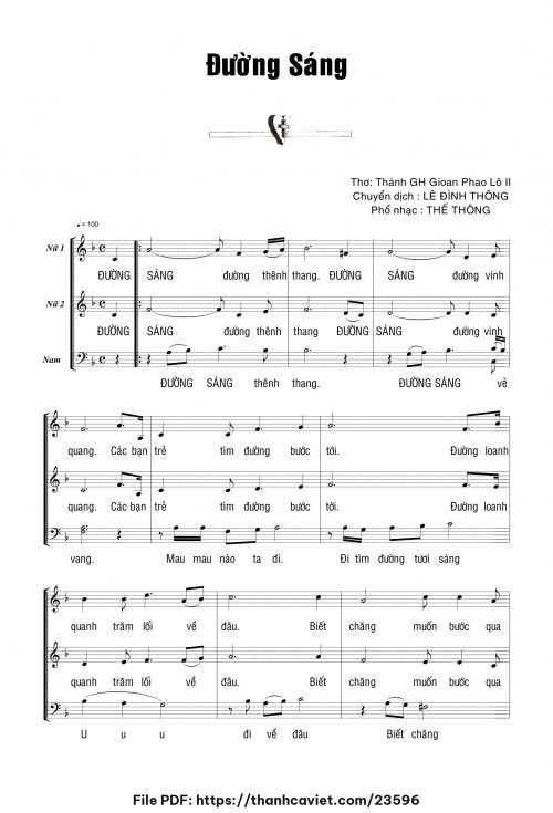 Đường Sáng - Thế Thông - Thơ: Thánh GH Gioan Phaolô II (Lê Đình Thông chuyển dịch) - trang 1