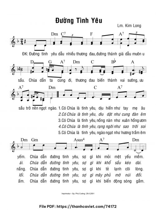 Đường tình yêu - Lm. Kim Long - trang 1