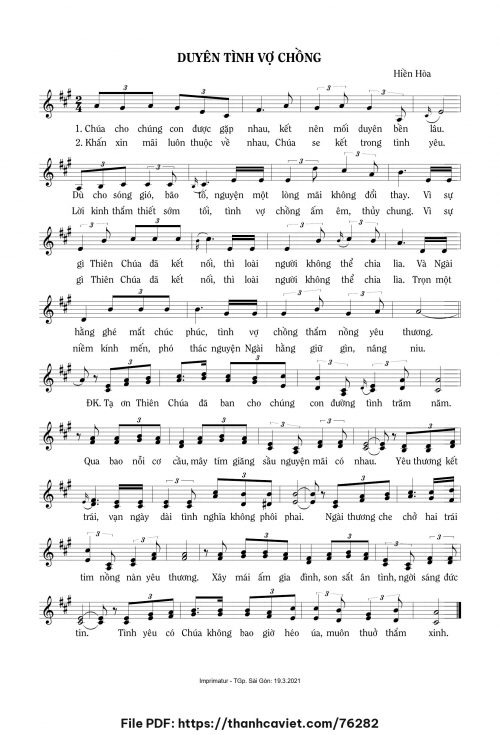 Duyên tình vợ chồng - Sr. Hiền Hòa - trang 1