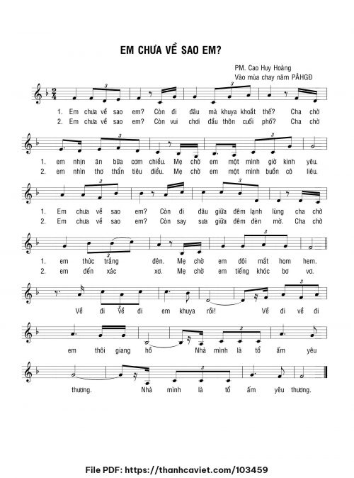 Em chưa về sao em? - Cao Huy Hoàng - trang 1
