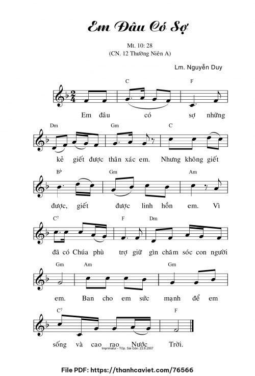 Em đâu có sợ - Lm. Nguyễn Duy - trang 1